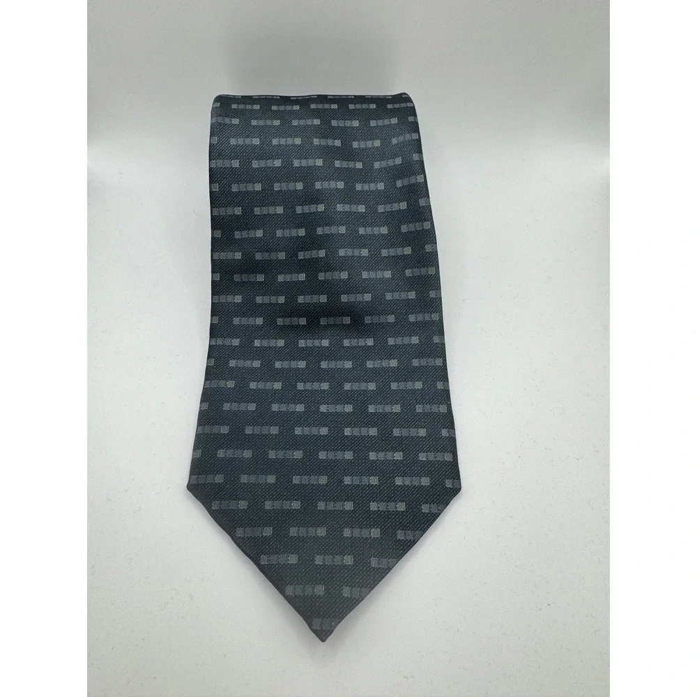 DKNY Silk Tie Mens Black Geometric Pattern Dress Tie‎